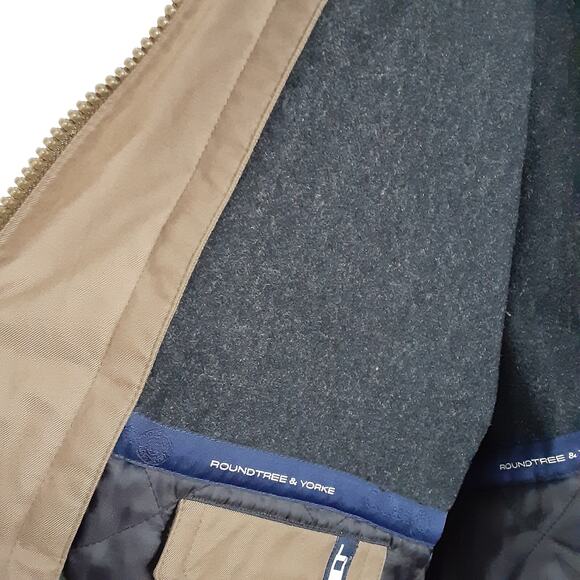 RoundTree & Yorke Mens L Bomber Jacket Zip Front Military Aviator Zip Out Lining - Picture 8 of 16